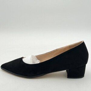 Pazzion Black Women Classic Closed Pointed Toe Pumps Chunky Block Low Heels